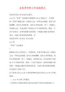 业务员年终工作总结范文