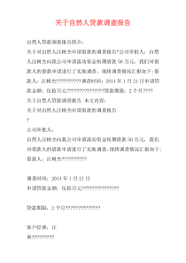 关于自然人贷款调查报告