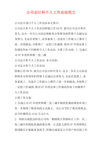公司会计科个人工作总结范文