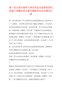 第一党支部开展学习泽东同志先进事迹深化拓展三项整改回头看专题组织生活会情况汇报