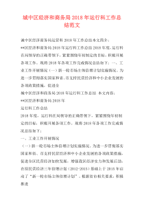 城中区经济和商务局2018年运行科工作总结范文