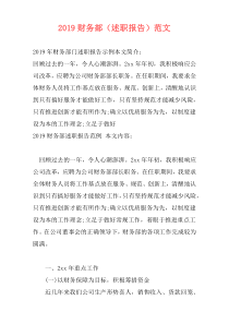 2019财务部（述职报告）范文