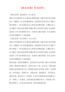 《黑水治理》发言材料1
