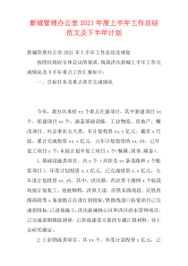 新城管理办公室2021年度上半年工作总结范文及下半年计划