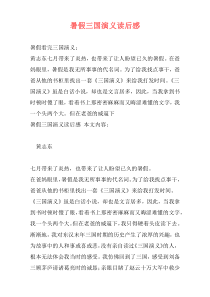 暑假三国演义读后感