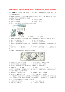 湖南省长沙市长沙县第九中学2019-2020学年高一历史12月月考试题