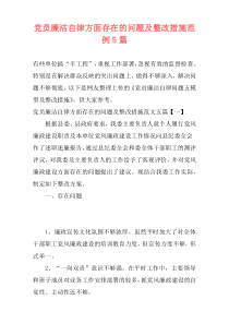 党员廉洁自律方面存在的问题及整改措施范例5篇