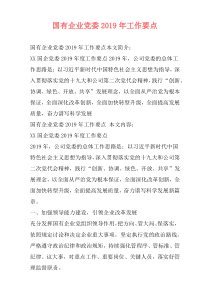 国有企业党委2019年工作要点
