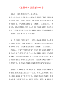 《水浒传》读后感800字