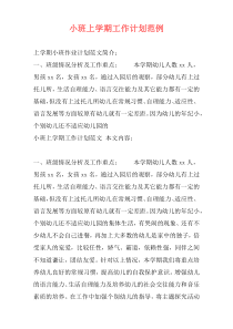 小班上学期工作计划范例