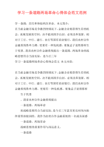 学习一条道路两场革命心得体会范文范例