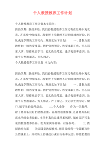 个人教授教养工作计划
