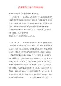 劳保所的工作计划和措施