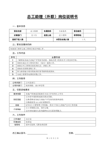 某房地产公司工程师总师助理(外联)岗位说明书