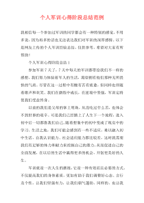 个人军训心得阶段总结范例