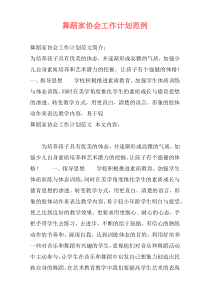 舞蹈家协会工作计划范例