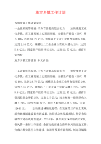 地方乡镇工作计划