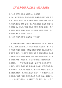 工厂业务负责人工作总结范文及规划