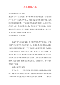 安全驾驶心得