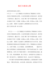 执行力培训心得