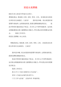 班组长竞聘稿