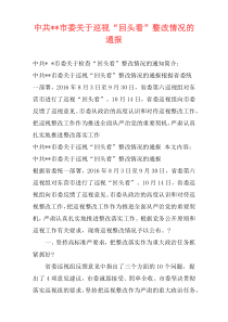 中共--市委关于巡视“回头看”整改情况的通报