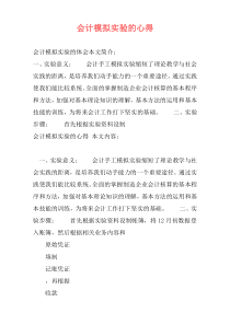 会计模拟实验的心得