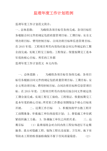 监理年度工作计划范例