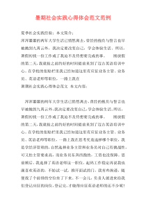 暑期社会实践心得体会范文范例