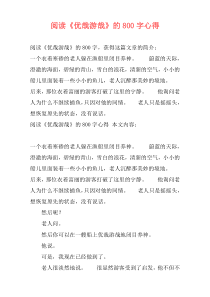 阅读《优哉游哉》的800字心得