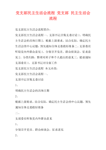 党支部民主生活会流程 党支部 民主生活会 流程
