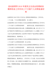 县处级领导2018年度民主生活会思想政治精神状态工作作风三个方面个人对照检查材料