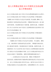 县人大常委会党组2019年度民主生活会筹备工作情况报告