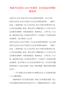 党组书记局长2018年度民 主生活会对照检查材料