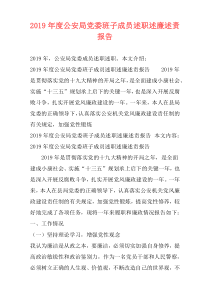 2019年度公安局党委班子成员述职述廉述责报告