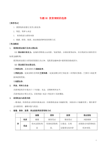 江苏2020年高考政治一轮复习 专题06 投资理财的选择考点精炼（含解析）
