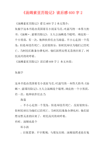 《汤姆索亚历险记》读后感600字2