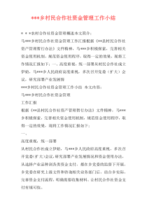 ---乡村民合作社资金管理工作小结