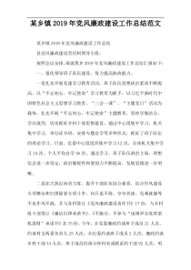 某乡镇2019年党风廉政建设工作总结范文