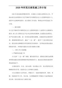 2020年村党支部党建工作计划