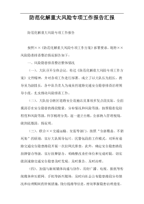 防范化解重大风险专项工作报告汇报
