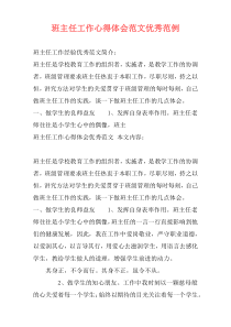 班主任工作心得体会范文优秀范例