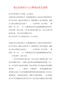 班主任培训个人心得体会范文范例