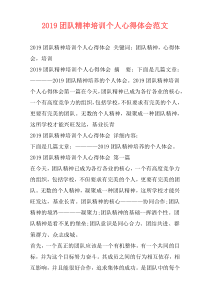 2019团队精神培训个人心得体会范文