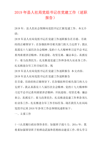 2019年县人社局党组书记在党建工作（述职报告）