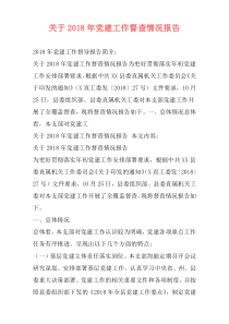 关于2018年党建工作督查情况报告