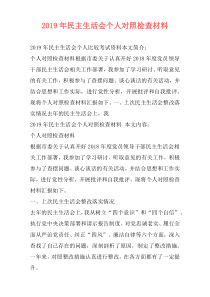 2019年民主生活会个人对照检查材料