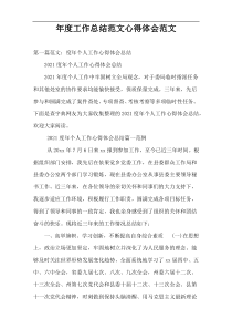 年度工作总结范文心得体会范文