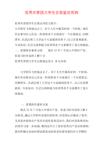 优秀共青团大学生自我鉴定范例