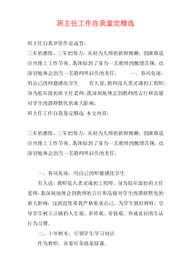 班主任工作自我鉴定精选